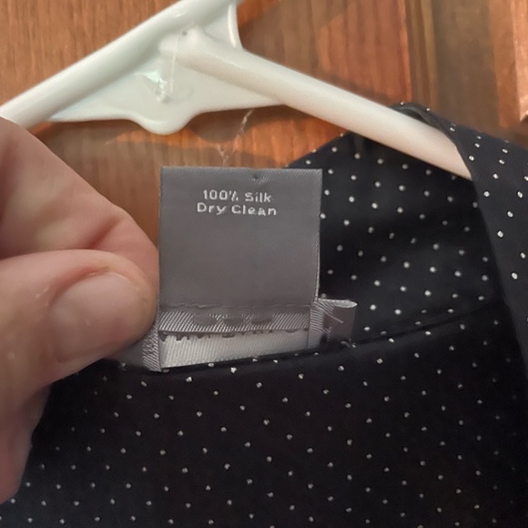 Black w/white pin dots silk blouse from Talbots. Size 18. - Picture 3 of 3